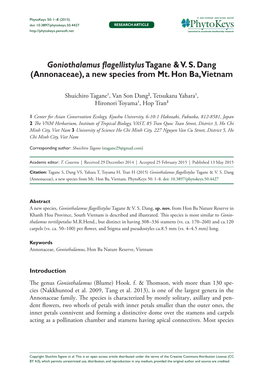 Goniothalamus Flagellistylus Tagane & VS Dang (Annonaceae)