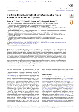 The Sirius Passet Lagerstätte of North Greenland: a Remote Window on the Cambrian Explosion