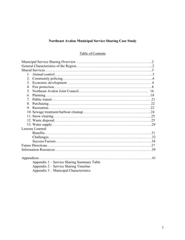 Northeast Avalon Municipal Service Sharing Case Study
