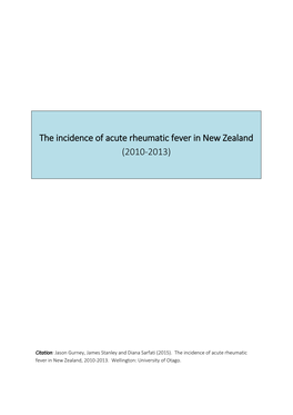 The Incidence of Acute Rheumatic Fever in New Zealand (2010-2013)