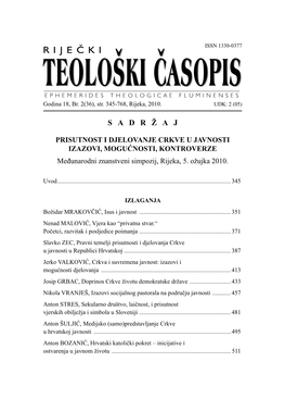 Riječki Teološki Časopis, God