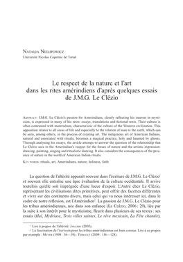 Le Respect De La Nature Et L'art Dans Les Rites Amérindiens D'après