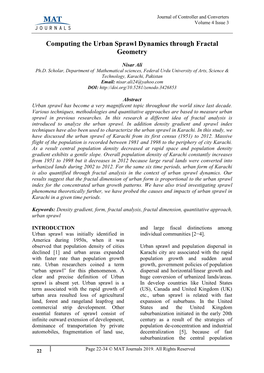 Computing the Urban Sprawl Dynamics Through Fractal Geometry