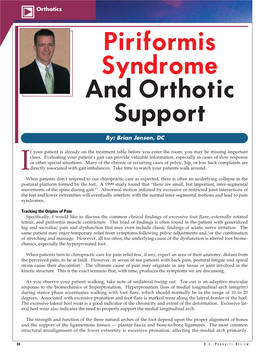 Piriformis Syndrome and Orthotic Support