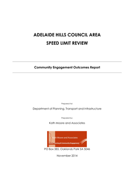 Adelaide Hills Council Area Speed Limit Review