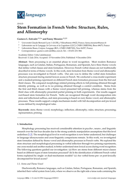 Stem Formation in French Verbs: Structure, Rules, and Allomorphy