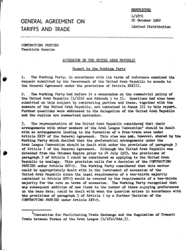 GENERAL AGREEMENT on 25 October 1962 TARIFFS and TRADE U