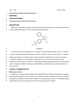 1 BEXTRA® 2 Valdecoxib Tablets 3