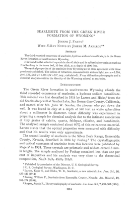 SEARLESITE from the GREEN RIVER FORMATION of WYOMING* Josrrn J