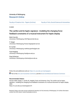 Modeling the Changing Force-Feedback Constraints of a Musical Instrument for Haptic Display 2009