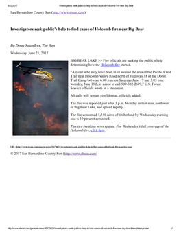 Investigators Seek Public's Help to Find Cause of Holcomb Fire Near Big Bear