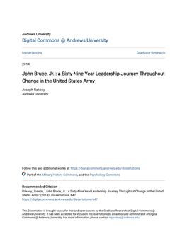 John Bruce, Jr. : a Sixty-Nine Year Leadership Journey Throughout Change in the United States Army