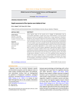 Rapid Assessment of the Riparian Zone Habitat of River