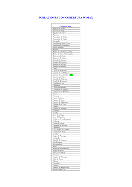 Poblaciones Con Cobertura Wimax