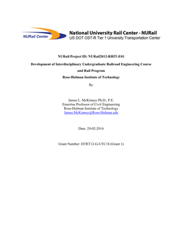 Nurail Project ID: Nurail2012-RHIT-E01