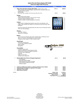 Apple Ipad with Retina Display Wifi 64GB Dual-Core Apple A5X Processor