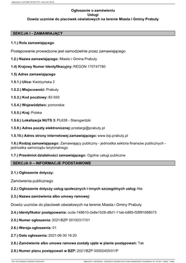 ZAMAWIAJĄCY Postępowanie Prowadzone Jest Samodzielnie Przez Zamawiającego SEKCJA II