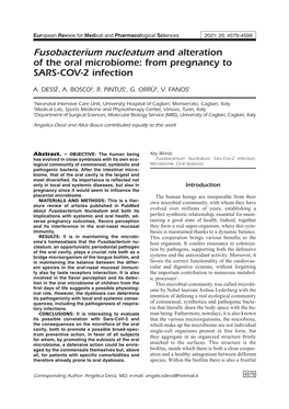 Fusobacterium Nucleatum and Alteration of the Oral Microbiome: from Pregnancy to SARS-COV-2 Infection