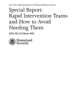 TR-123 Special Report: Rapid Intervention Teams