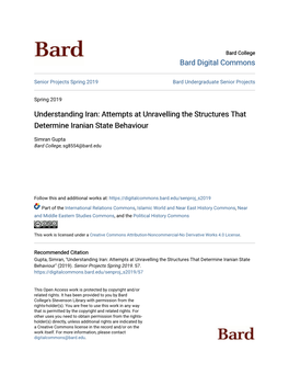 Understanding Iran: Attempts at Unravelling the Structures That Determine Iranian State Behaviour
