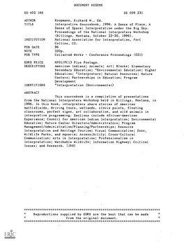 DOCUMENT RESUME Interpretive Sourcebook, 1996. a Sense