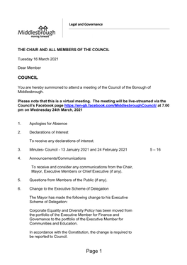 (Public Pack)Agenda Document for Council, 24/03/2021 19:00
