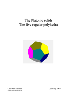 The Platonic Solids the Five Regular Polyhedra