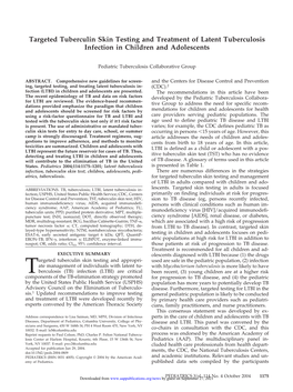 Targeted Tuberculin Skin Testing and Treatment of Latent Tuberculosis Infection in Children and Adolescents