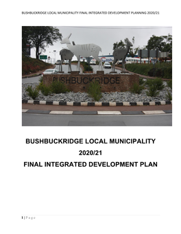 Bushbuckridge Municipality Has Ensured That It Developed an Integrated Development Plan (IDP) Document That Is People Focused