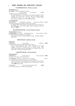 THE FLORA of COUNTY CAVAN LYCOPODIACEAE – Clubmoss Family HUPERZIA Bernh