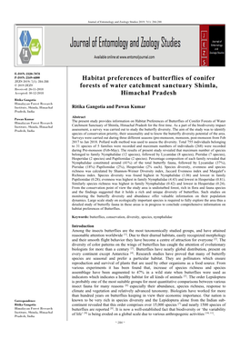 Habitat Preferences of Butterflies of Conifer Forests of Water Catchment