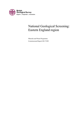 National Geological Screening: Eastern England Region