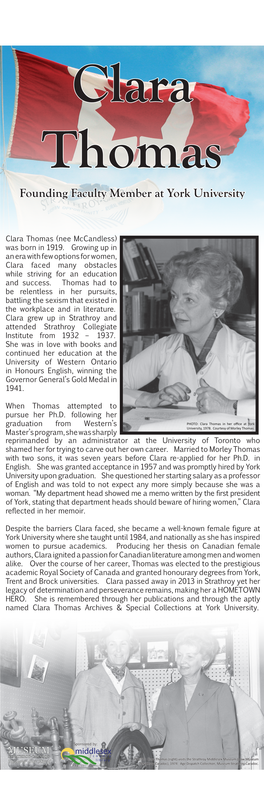 Clara Thomas Founding Faculty Member at York University