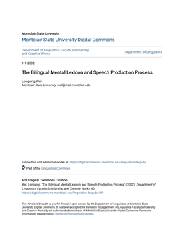 The Bilingual Mental Lexicon and Speech Production Process