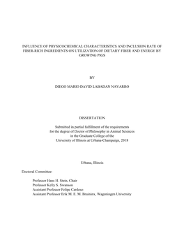Influence of Physicochemical Characteristics and Inclusion Rate of Fiber-Rich Ingredients on Utilization of Dietary Fiber and Energy by Growing Pigs