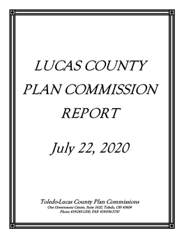LUCAS COUNTY PLAN COMMISSION REPORT July 22, 2020