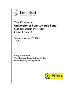 The 2 Annual University of Pennsylvania Band Summer Music