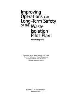 OF the Waste Isolation Pilot Plant Final Report