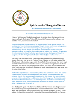 Epistle on the Thought of Norea