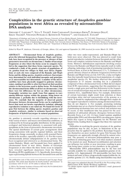 Complexities in the Genetic Structure of Anopheles Gambiae Populations in West Africa As Revealed by Microsatellite DNA Analysis