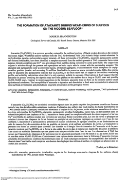 The Formation Ofatacamite During Weathering of Sulfides on the Modern Seafloor