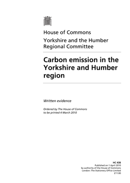 Carbon Emission in the Yorkshire and Humber Region