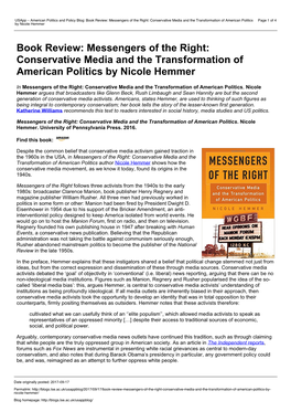 Usapp – American Politics and Policy Blog: Book Review: Messengers Of