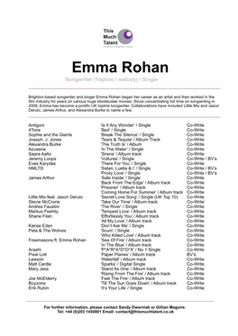 Emma Rohan CV
