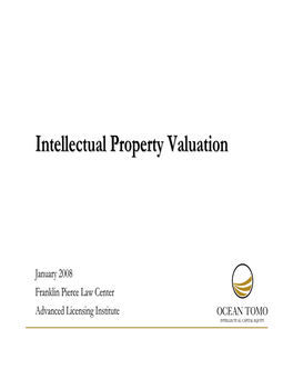 Intellectual Property Valuation - Michael Lasinski, Intecap, 2004