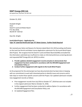 NWT Energy (03) Ltd. #4 Capital Drive, Hay River, NT XOE 1G2 ______