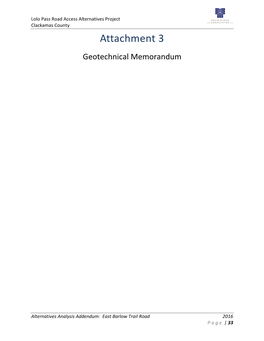 Attachment 3 Geotechnical Memorandum