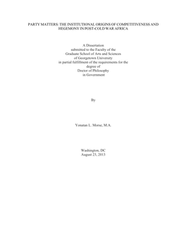 The Institutional Origins of Competitiveness and Hegemony in Post-Cold War Africa