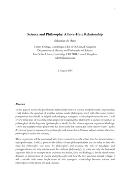 Science and Philosophy: a Love-Hate Relationship