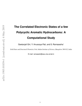 The Correlated Electronic States of a Few Polycyclic Aromatic Hydrocarbons: a Computational Study